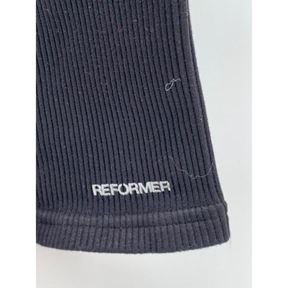 REFORMER Women's Black Ribbed V-Neck Racerback Cropped Tank Top SZ XS/S - Picture 6 of 9